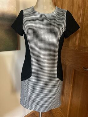 Ted Baker Black and White Houndstooth Panelled Mini Dress